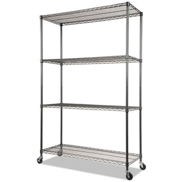 Alera® Nsf Certified 4-shelf Wire Shelving Kit With Casters, 48w X 18d X 72h, Black Anthracite freeshipping - TVN Wholesale